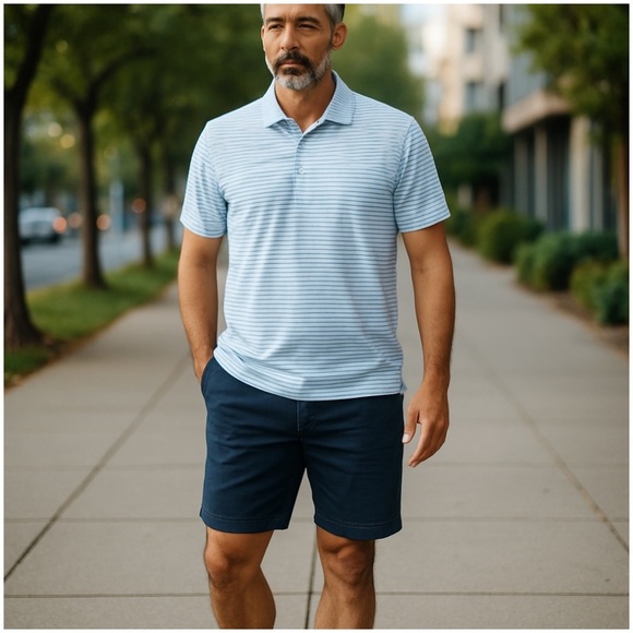 turtleson Other - Turtleson Blue Stripe Polo Golf Shirt Size Medium